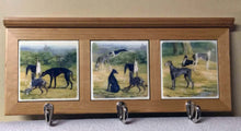 Load image into Gallery viewer, Wood Framed Greyhound Triptych Tile Leash or Coat Hooks, New *Exclusive*