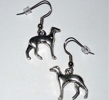 Load image into Gallery viewer, 3-D Standing Greyhound or Whippet Charm Earwires, Choose Color