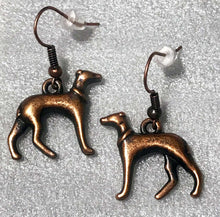 Load image into Gallery viewer, 3-D Standing Greyhound or Whippet Charm Earwires, Choose Color