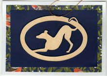 Load image into Gallery viewer, Greyhound Christmas Card with Removable Keepsake Ornament "Playbow"