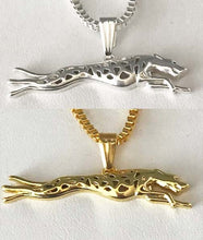 Load image into Gallery viewer, Pendant Necklace with Running Greyhound or Whippet, choose gold or silver
