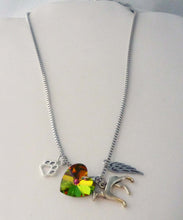 Load image into Gallery viewer, Greyhound Dog Memory Necklace, Silver Charm, AB Crystal Heart Pendant