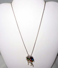 Load image into Gallery viewer, Greyhound Dog Memory Necklace, Silver Charm, AB Crystal Heart Pendant