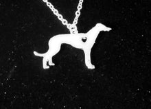 Load image into Gallery viewer, Greyhound or Whippet Heart Hound Pendant, Choose Silver or Gold