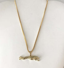 Load image into Gallery viewer, Pendant Necklace with Running Greyhound or Whippet, choose gold or silver
