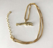 Load image into Gallery viewer, Pendant Necklace with Running Greyhound or Whippet, choose gold or silver