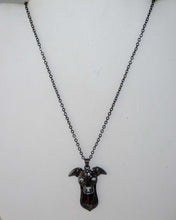Load image into Gallery viewer, Pendant Necklace with Greyhound or Whippet Head, choose rose gold or gunmetal