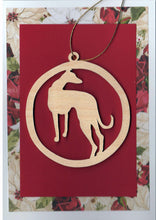 Load image into Gallery viewer, Greyhound Christmas Card with Removable Keepsake Ornament "Jacki"