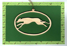 Load image into Gallery viewer, Greyhound Christmas Card with Removable Keepsake Ornament "Run"