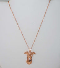 Load image into Gallery viewer, Pendant Necklace with Greyhound or Whippet Head, choose rose gold or gunmetal