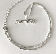 Load image into Gallery viewer, Pendant Necklace with Running Greyhound or Whippet, choose gold or silver