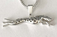 Load image into Gallery viewer, Pendant Necklace with Running Greyhound or Whippet, choose gold or silver