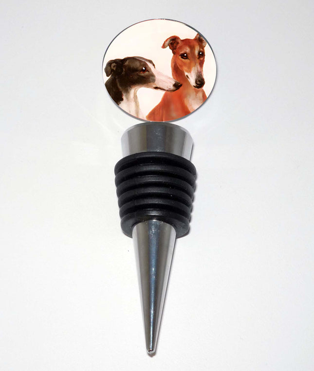 Alt Art Pair of Greyhound Dogs Bottle Stopper
