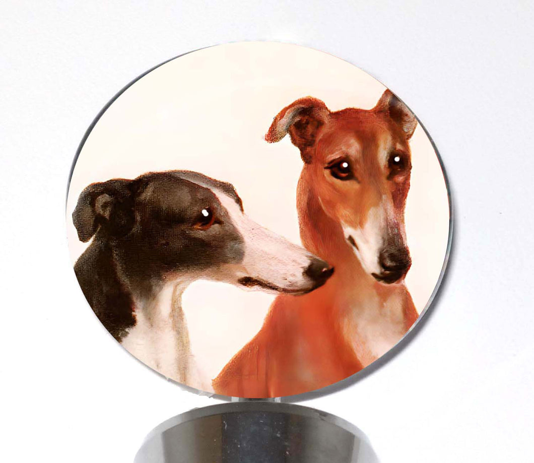 Alt Art Pair of Greyhound Dogs Bottle Stopper