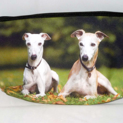 Two Greyhounds or Whippet Dogs Clutch/Makeup Bag with Charm