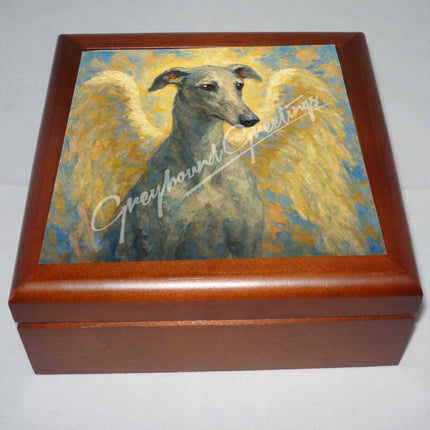 Greyhound Angel Memory Keeper Box, Rosewood