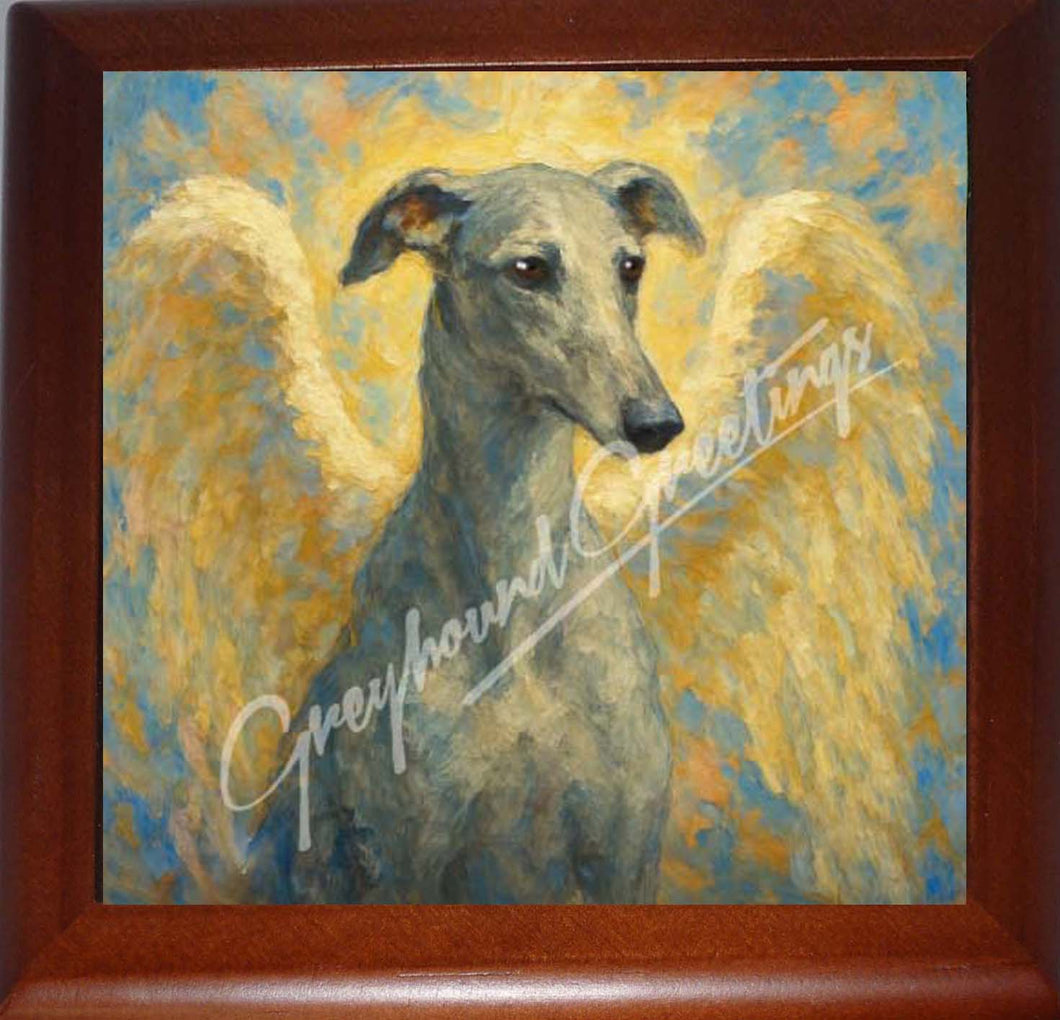 Greyhound Angel Memory Keeper Box, Rosewood
