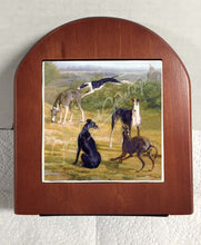 Load image into Gallery viewer, Elegant Vintage Artwork Greyhounds in the Field Rosewood Bookends
