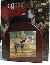 Load image into Gallery viewer, Elegant Vintage Artwork Greyhounds in the Field Rosewood Bookends
