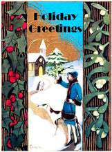 Load image into Gallery viewer, Vintage Altered Art Greyhound and Lady Holiday Cards - Set/4 w Env
