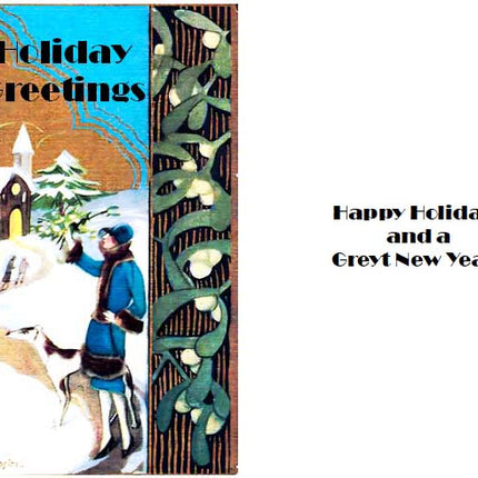 Vintage Altered Art Greyhound and Lady Holiday Cards - Set/4 w Env