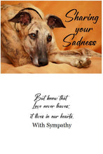 Load image into Gallery viewer, Sharing Your Sadness Greyhound Dog Sympathy Cards, set of 4, with envelopes
