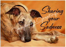 Load image into Gallery viewer, Sharing Your Sadness Greyhound Dog Sympathy Cards, set of 4, with envelopes
