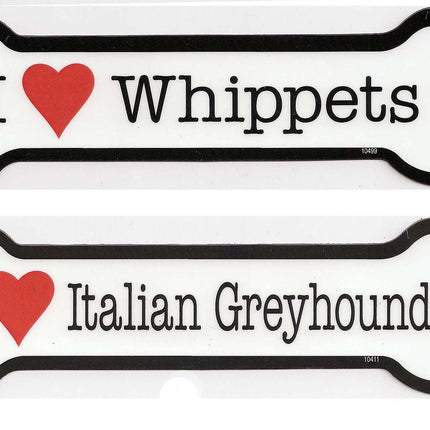 2"x7" Bone Magnet - I (Heart) choose Whippets or Italian Greyhounds