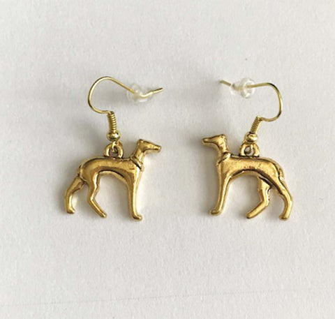 3-D Standing Greyhound or Whippet Charm Earwires, Choose Color