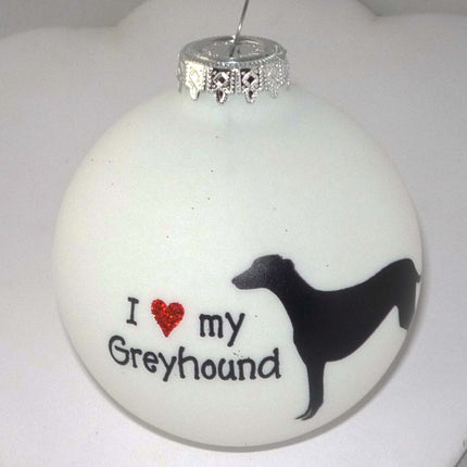 I (Heart) My Greyhound Frosted Glass Ornament