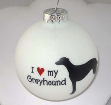 Load image into Gallery viewer, I (Heart) My Greyhound Frosted Glass Ornament
