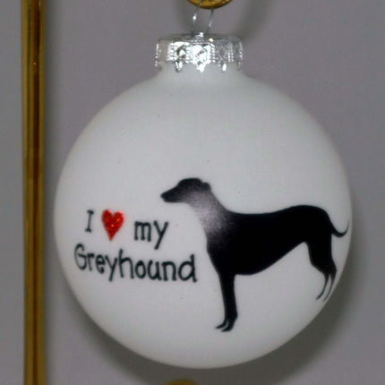 I (Heart) My Greyhound Frosted Glass Ornament