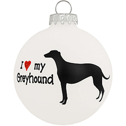 I (Heart) My Greyhound Frosted Glass Ornament