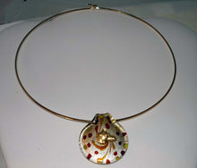 Load image into Gallery viewer, Gold Dot Artglass Pendant w Greyhound or Whippet Dog Profile, Gold Neckring
