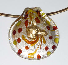 Load image into Gallery viewer, Gold Dot Artglass Pendant w Greyhound or Whippet Dog Profile, Gold Neckring
