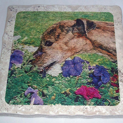 Brindle Greyhound Tile Trivet with Display Stand