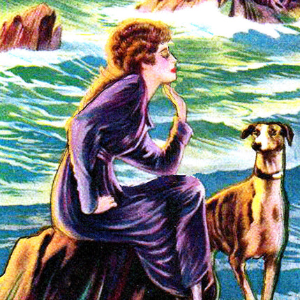 Ladies & Greyhound Dogs II Art Notecards Set of 4 w/envelopes