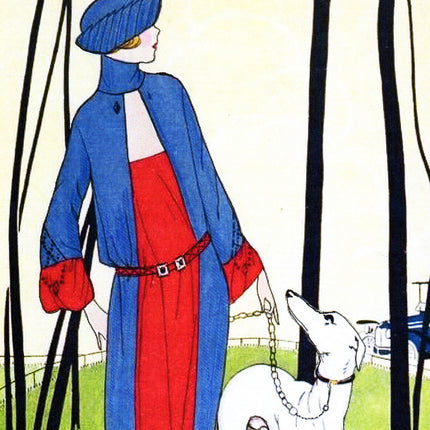 Ladies & Greyhound Dogs II Art Notecards Set of 4 w/envelopes