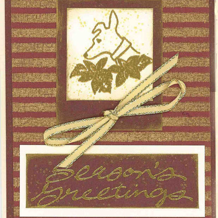 Handmade Greyhound Christmas Cards - Season's Greetings - Set/4