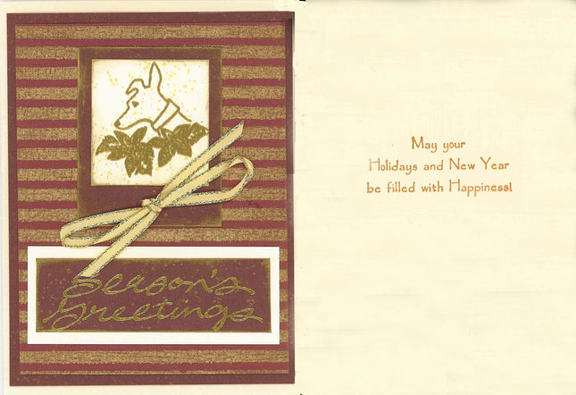 Handmade Greyhound Christmas Cards - Season's Greetings - Set/4