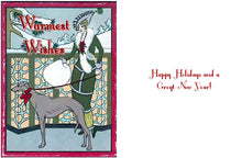 Load image into Gallery viewer, Vintage Altered Art Greyhound and Lady Warmest Wishes Cards - Set/4 w Env

