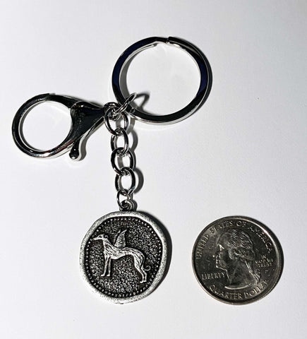 Pewter Greyhound Angel Keyring with Split Ring