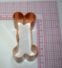 Load image into Gallery viewer, Dog Bone Copper Cookie Cutter, Small, with Recipes

