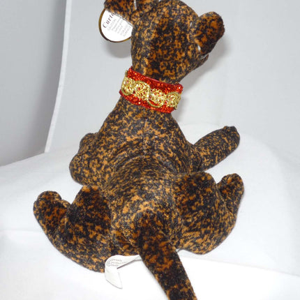 Greyhound Blingy Beanie Baby - Brindle with White Belly w Martingale