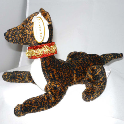 Greyhound Blingy Beanie Baby - Brindle with White Belly w Martingale