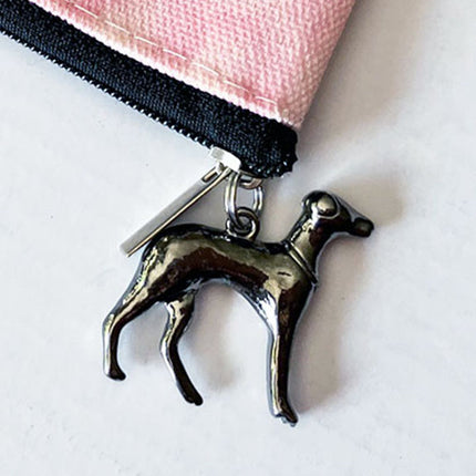 Whimsical Greyhounds or Whippet Dog Art Clutch/Makeup Bag with Charm