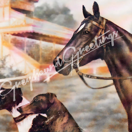 Horses & Greyhound Dogs Art Notecards Set of 4 w/envelopes