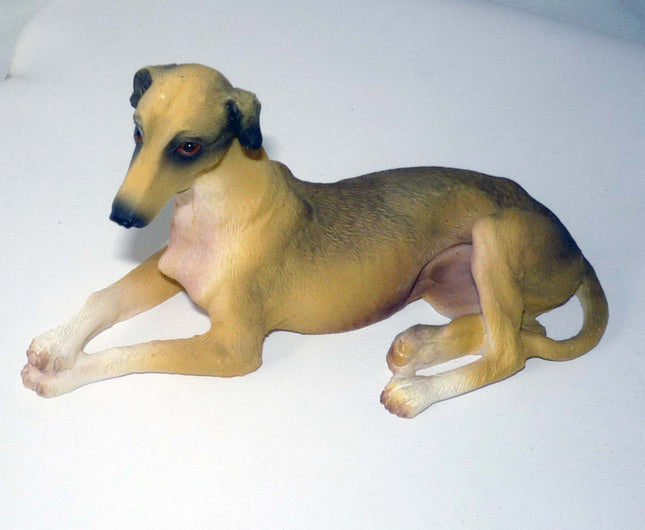 Greyhound Figurine, Realistically Colored Resin, 4" - Fawn
