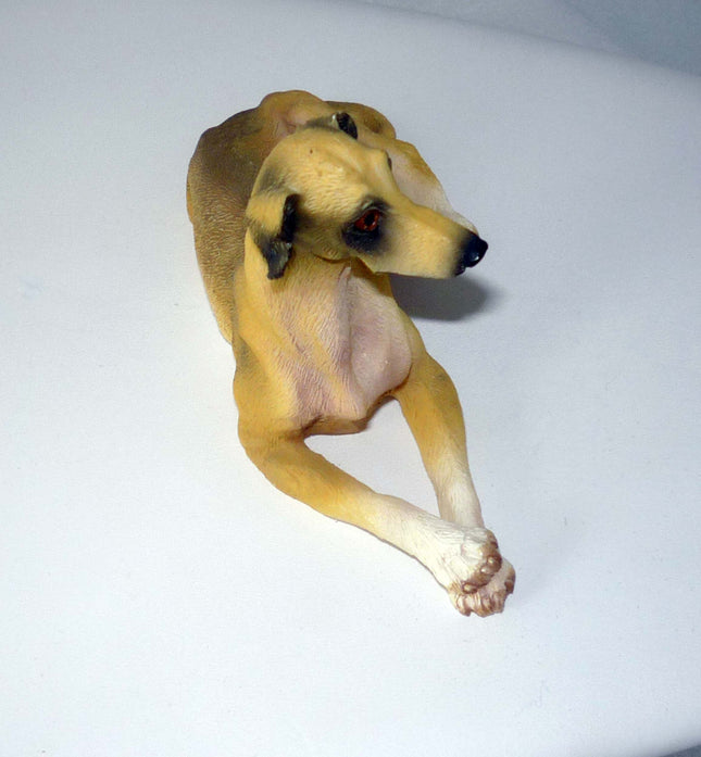 Greyhound Figurine, Realistically Colored Resin, 4" - Fawn