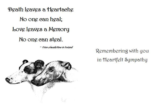 Irish Headstone Greyhound Dog Sympathy Cards, set of 4, with envelopes